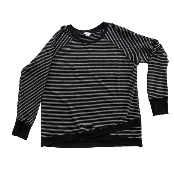 DANSKIN Sweatshirt Women's long sleeves Thumb holes Striped Black/white Sz XL - Picture 1 of 6